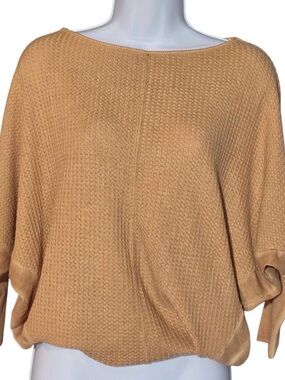 Women's Lightweight Waffle Knit Pullover Sweater - Camel